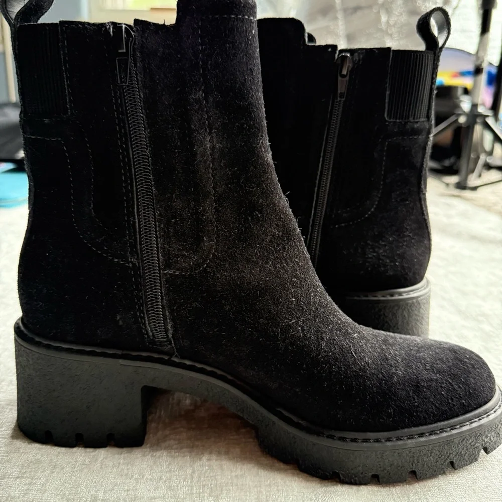 Chelsea & Violet New Black Combat Moto Boots Sz 9 - Picture 9 of 10